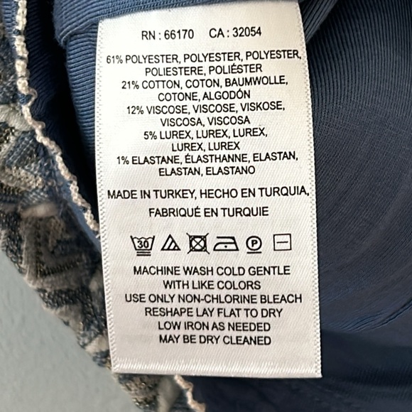 Anthropologie • Maeve Emmy Blue Gray Gold Textured Pencil Skirt Size Small - Picture 7 of 17